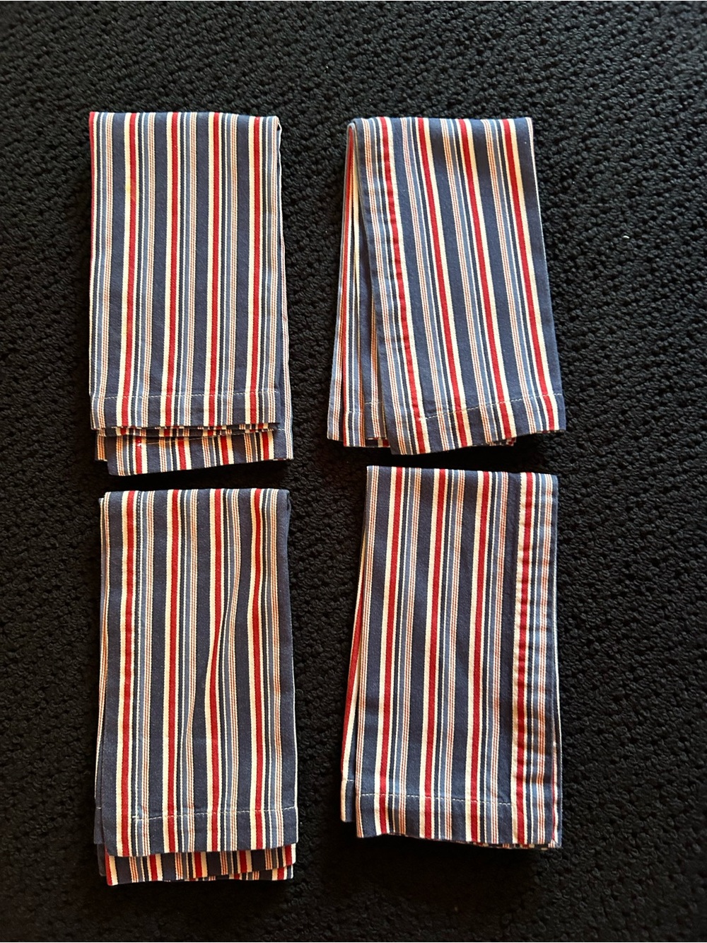 Pottery Barn Red , White and Blue Stripped Napkins